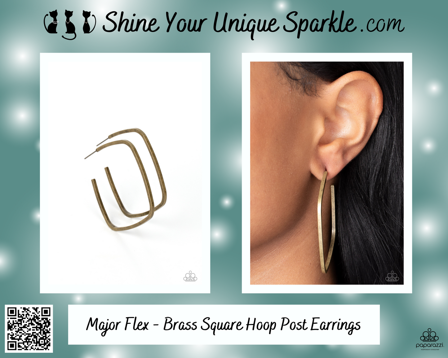 Major Flex - Brass Square Hoop Post Earrings