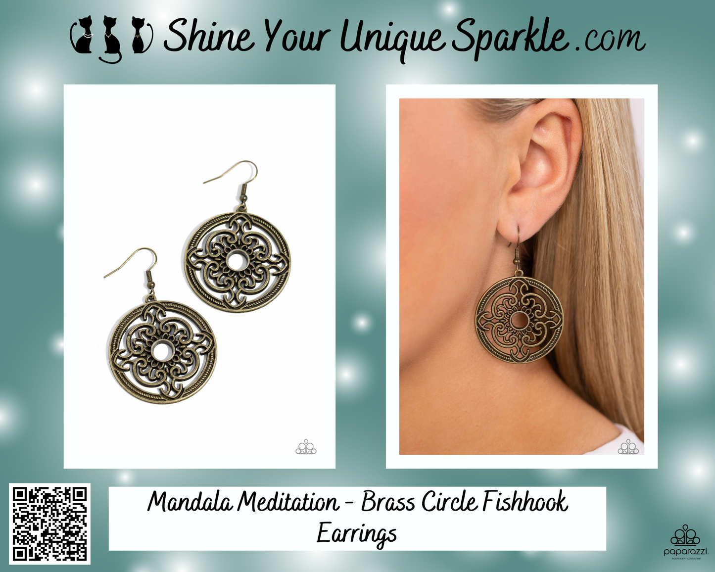 Mandala Meditation - Brass Circle Fishhook Earrings