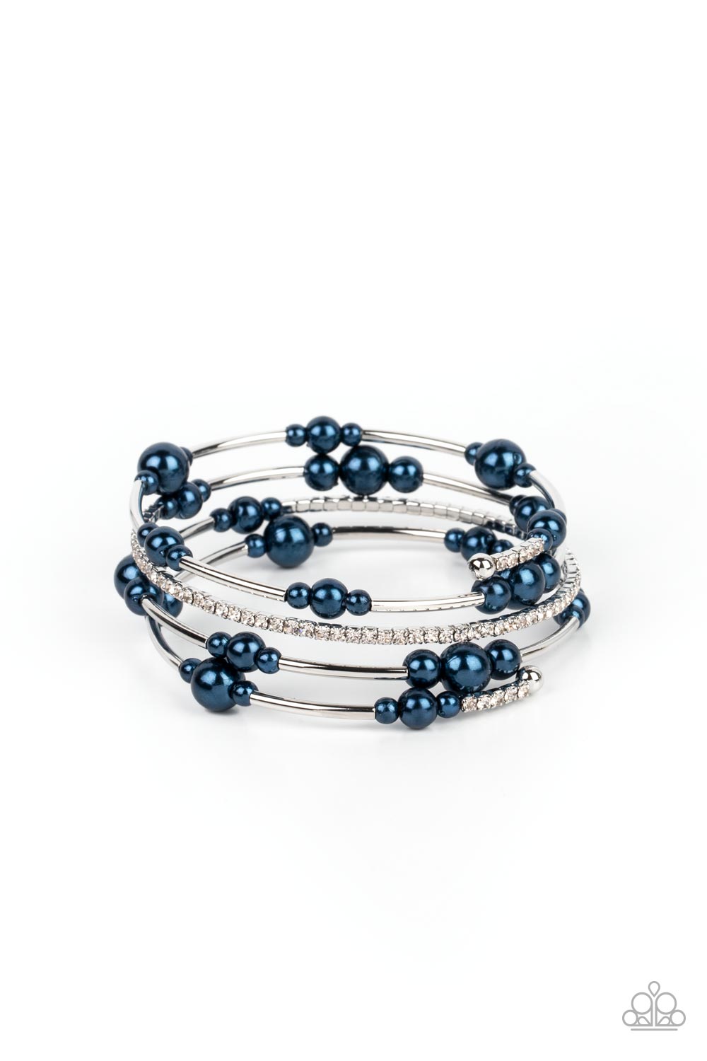 Marina Masterpiece - Blue Pearl Silver Coil Bracelet