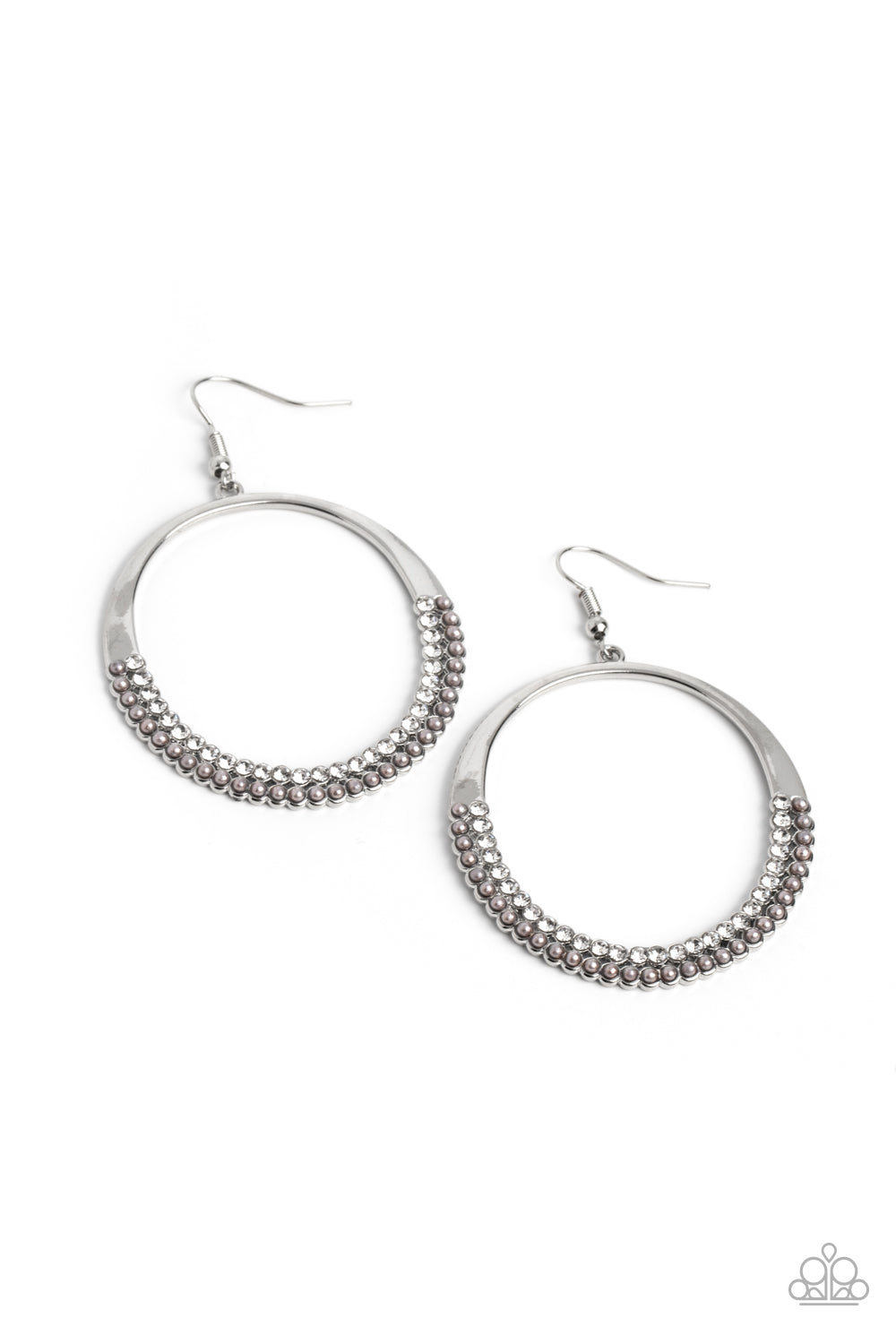 Material PEARL - Silver Pearl Circle Fishhook Earrings