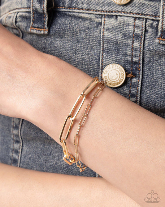 Matinee Mashup - Gold Paperclip Chain Clasp Bracelet