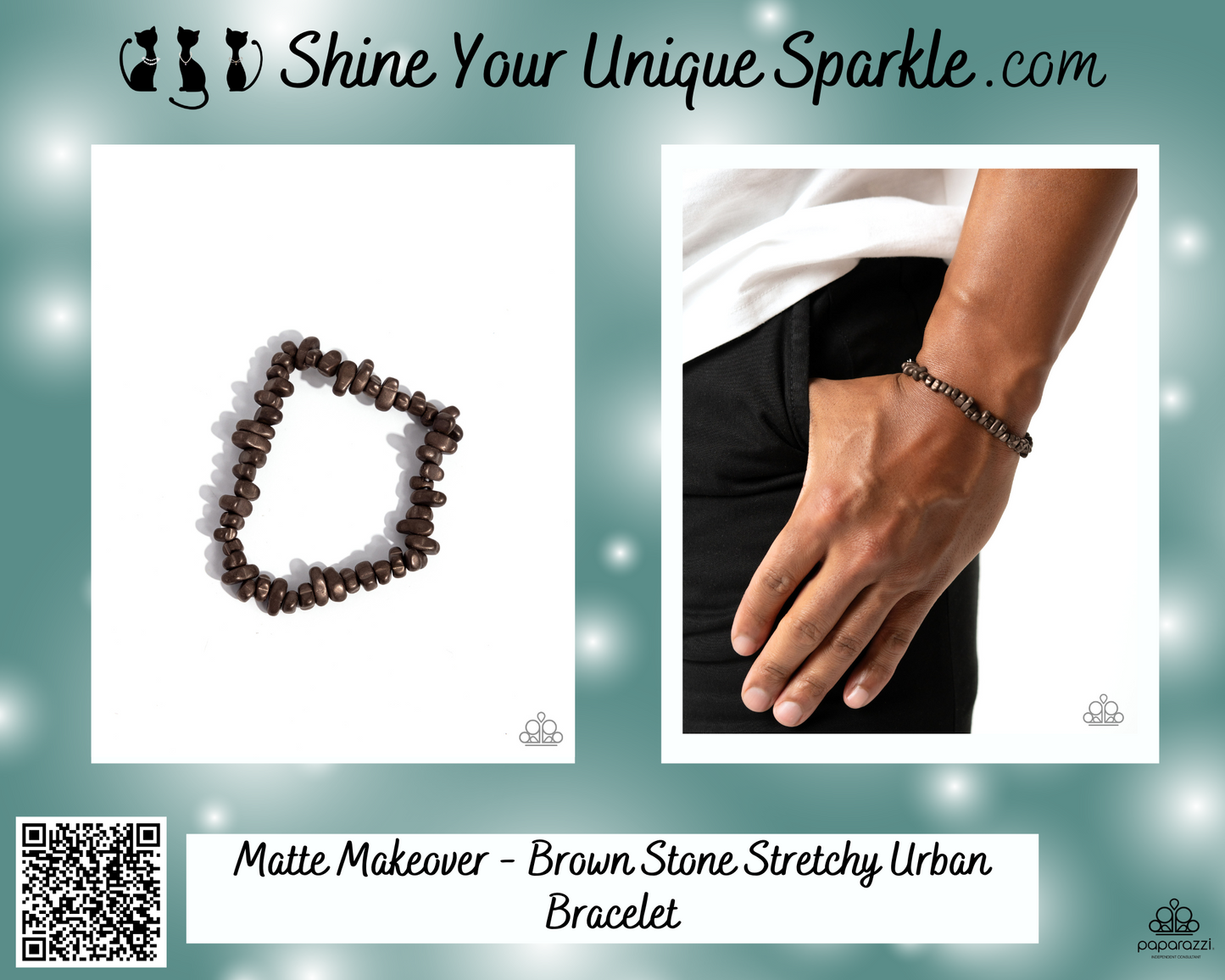 Matte Makeover - Brown Stone Stretchy Urban Bracelet