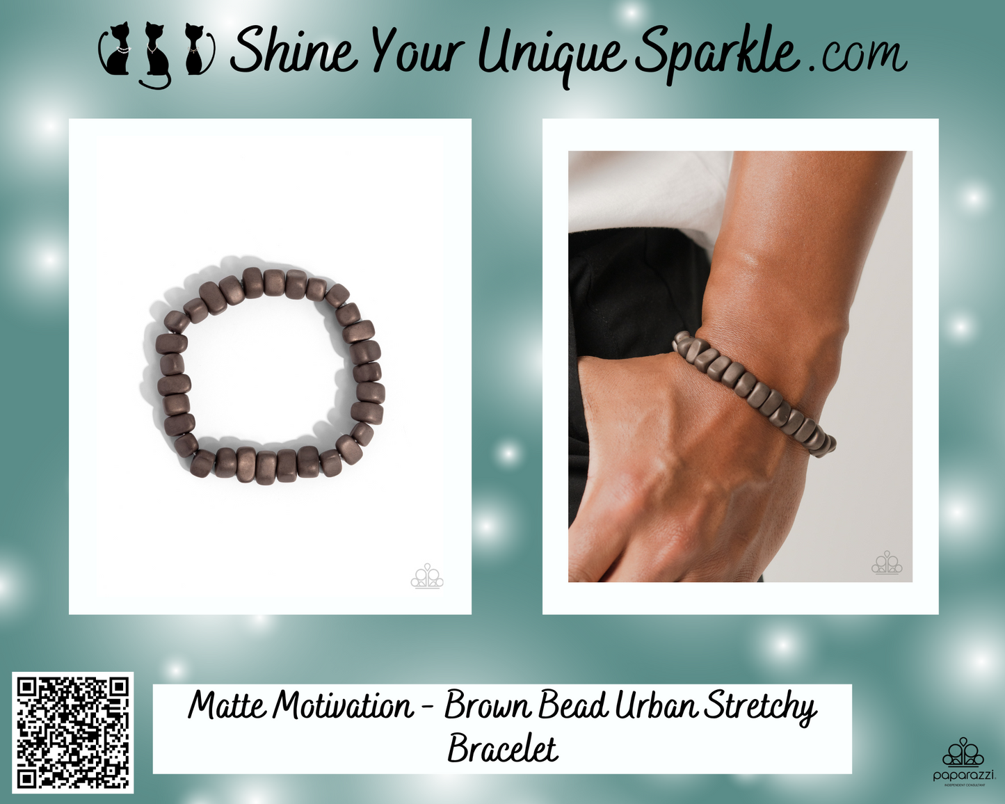 Matte Motivation - Brown Bead Urban Stretchy Bracelet