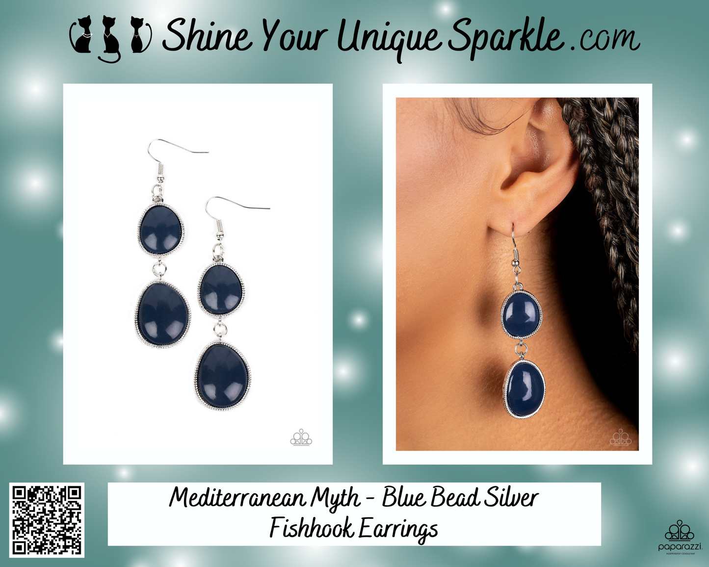 Mediterranean Myth - Blue Bead Silver Fishhook Earrings