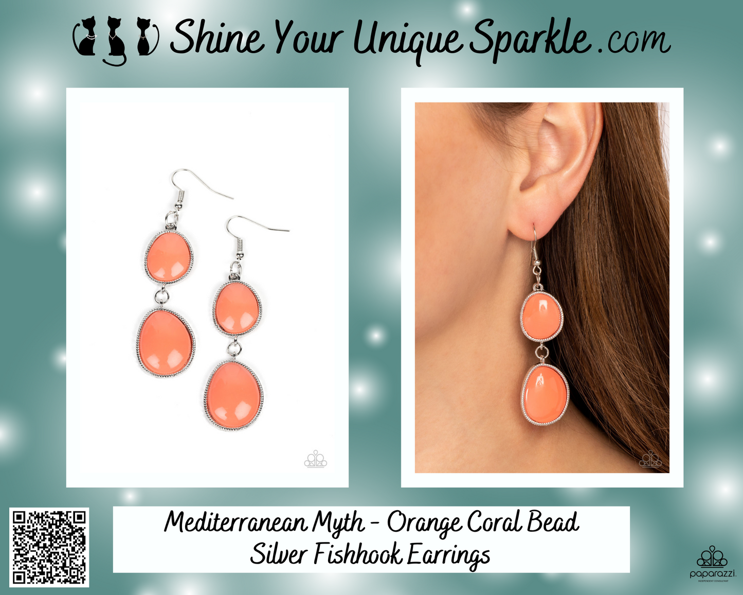 Mediterranean Myth - Orange Coral Bead Silver Fishhook Earrings