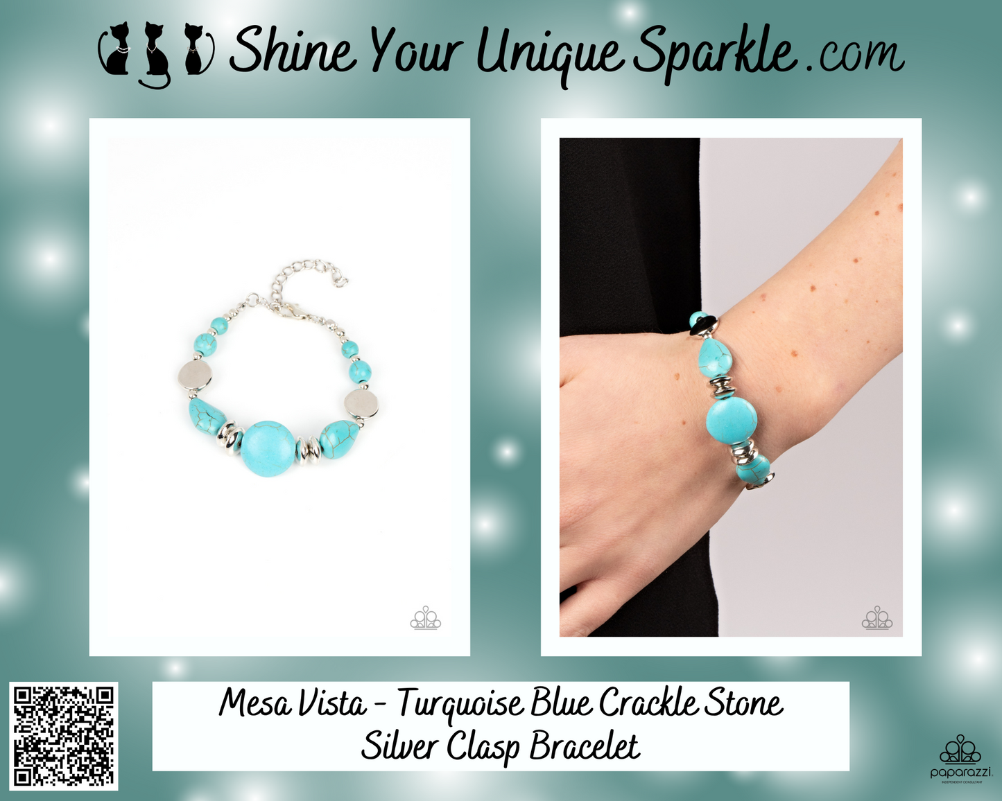 Mesa Vista - Turquoise Blue Crackle Stone Silver Clasp Bracelet