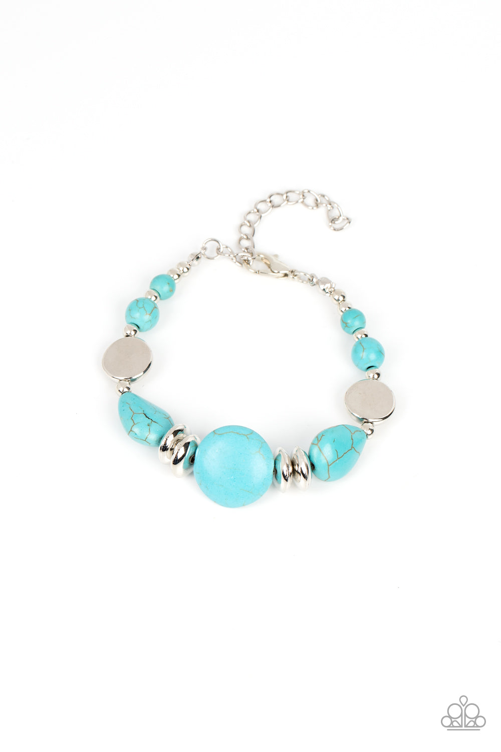 Mesa Vista - Turquoise Blue Crackle Stone Silver Clasp Bracelet