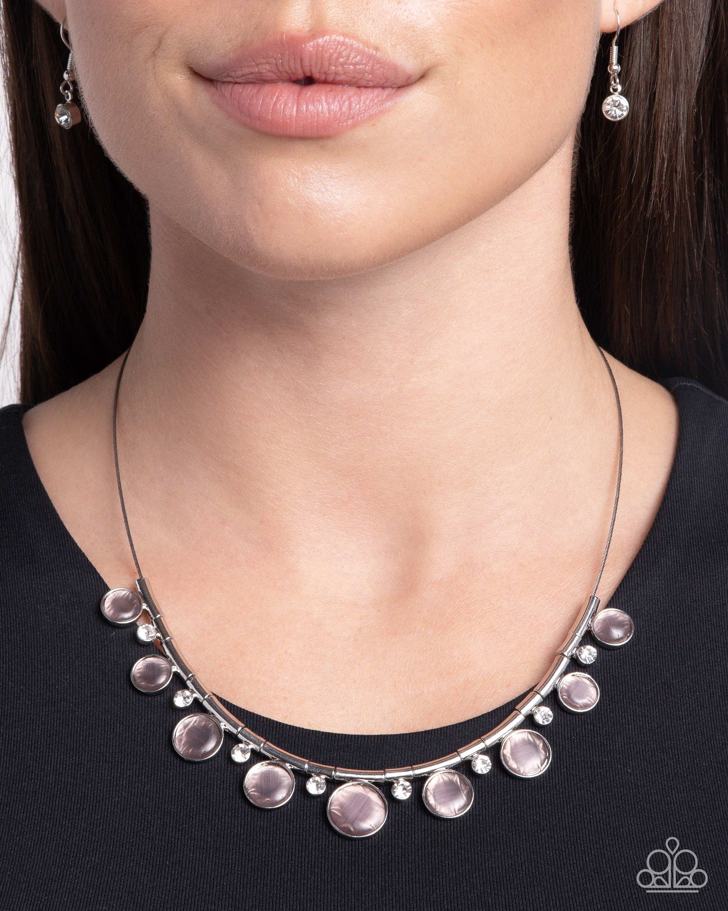 Meticulous Majesty - Purple Cat's Eye Silver Short Necklace