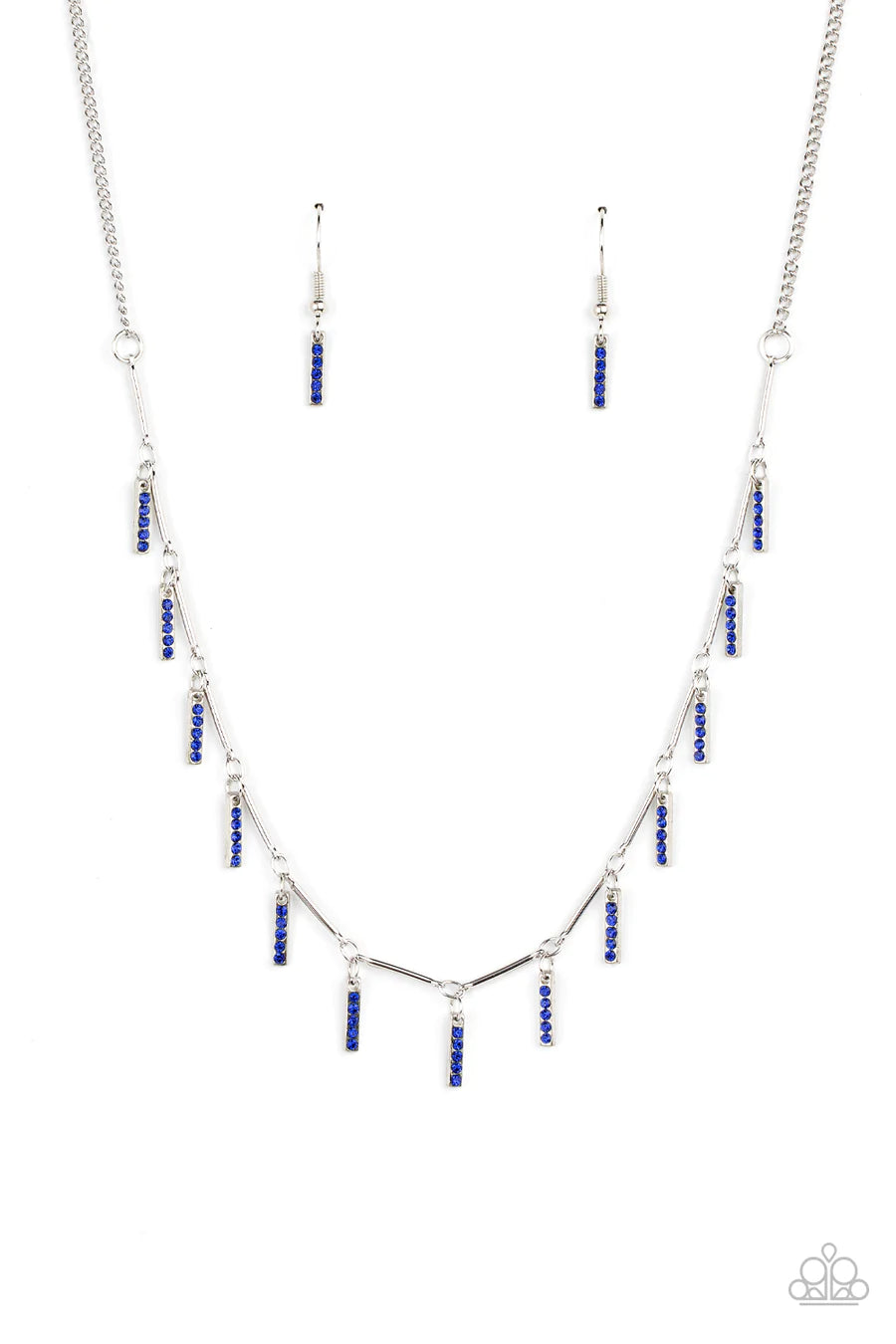 Metro Muse - Blue Rhinestone Silver Dainty Necklace