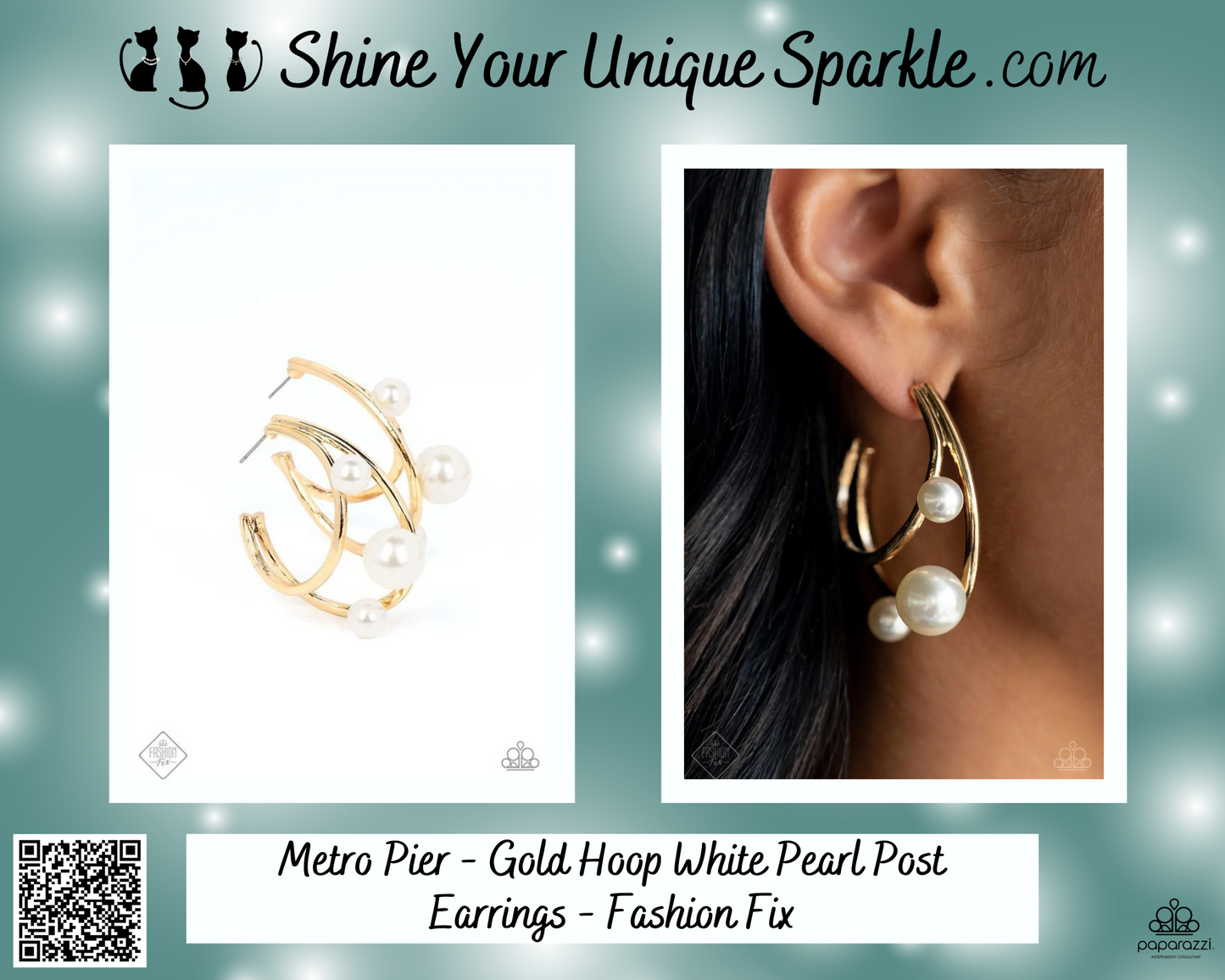 Metro Pier - Gold Hoop White Pearl Post Earrings - Fashion Fix