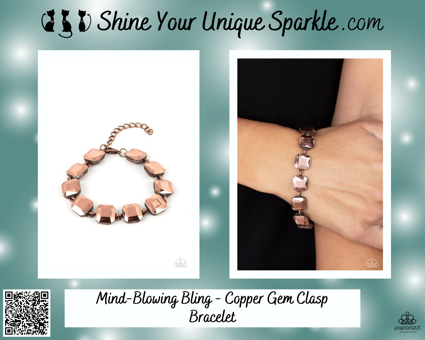 Mind-Blowing Bling - Copper Gem Clasp Bracelet