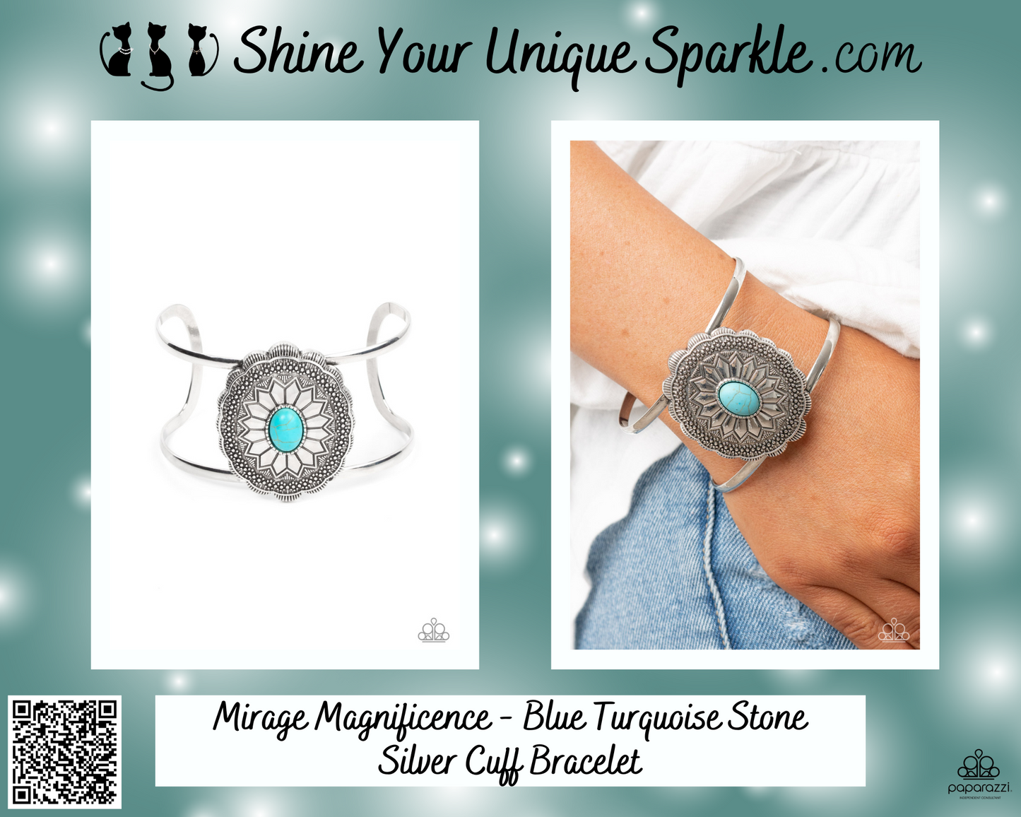 Mirage Magnificence - Blue Turquoise Stone Silver Cuff Bracelet