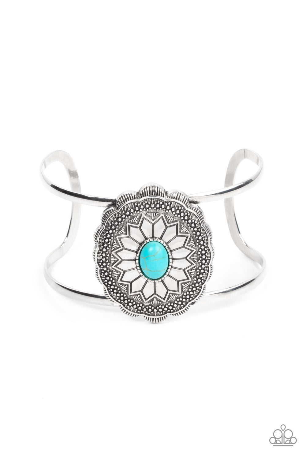 Mirage Magnificence - Blue Turquoise Stone Silver Cuff Bracelet