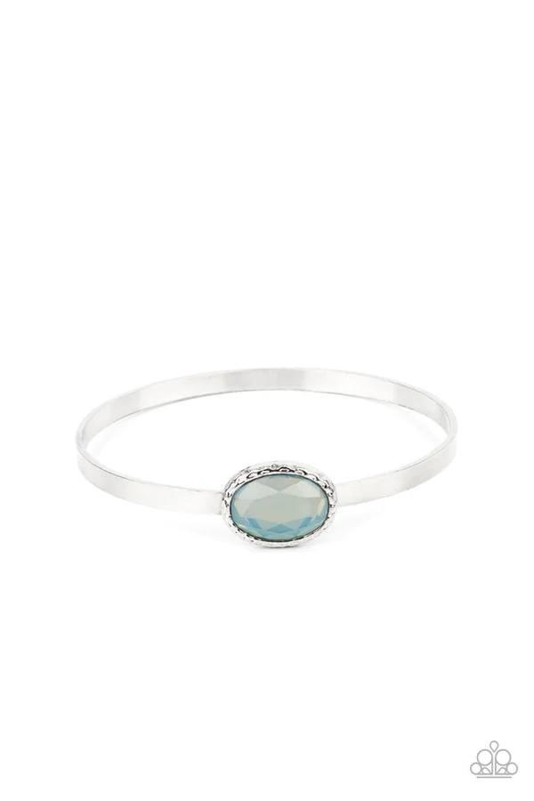 Misty Meadow - Blue Gem Silver Bangle Bracelet