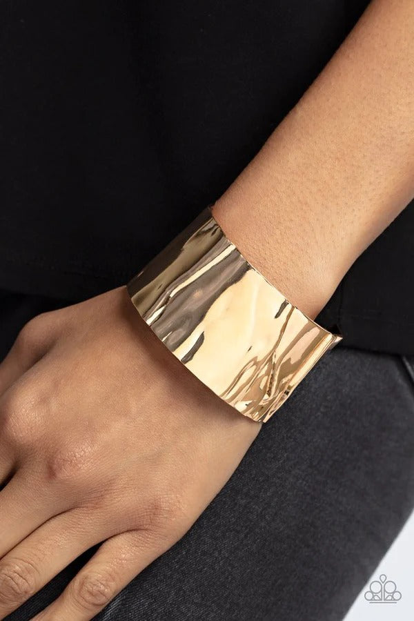 Modern Metallurgy - Gold Warped Plate Cuff Bracelet