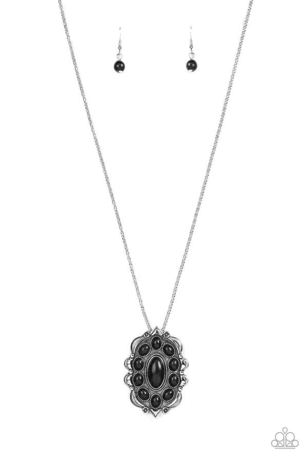 Mojave Medallion - Black Stone Silver Pendant Medium-Length Necklace