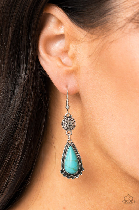 Montana Mountains - Blue Turquoise Crackle Bead Silver Fishhook Earrings