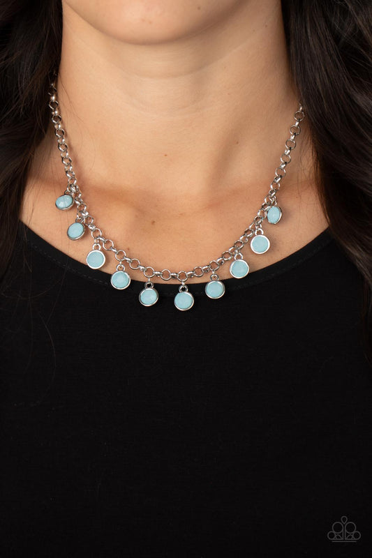 Moonbeam Magic - Blue Bead Silver Short Necklace