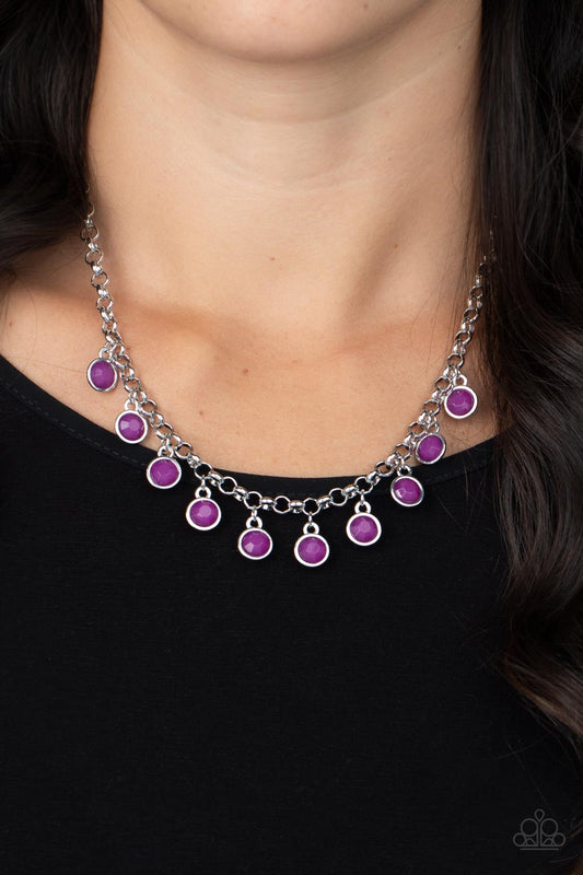 Moonbeam Magic - Purple Bead Silver Short Necklace