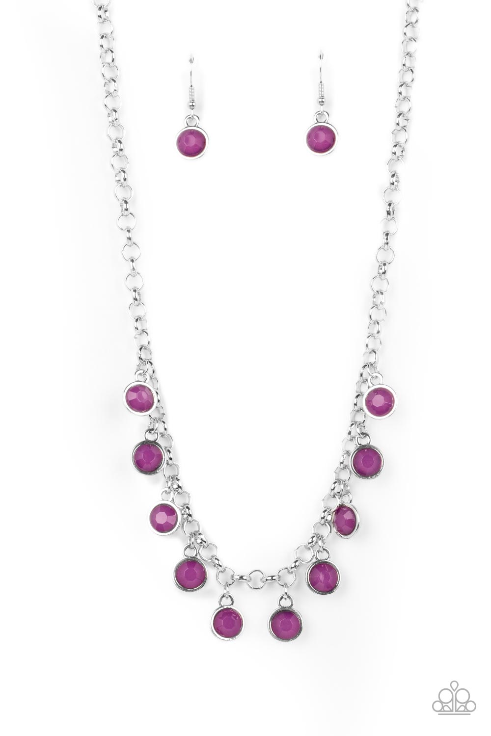 Moonbeam Magic - Purple Bead Silver Short Necklace