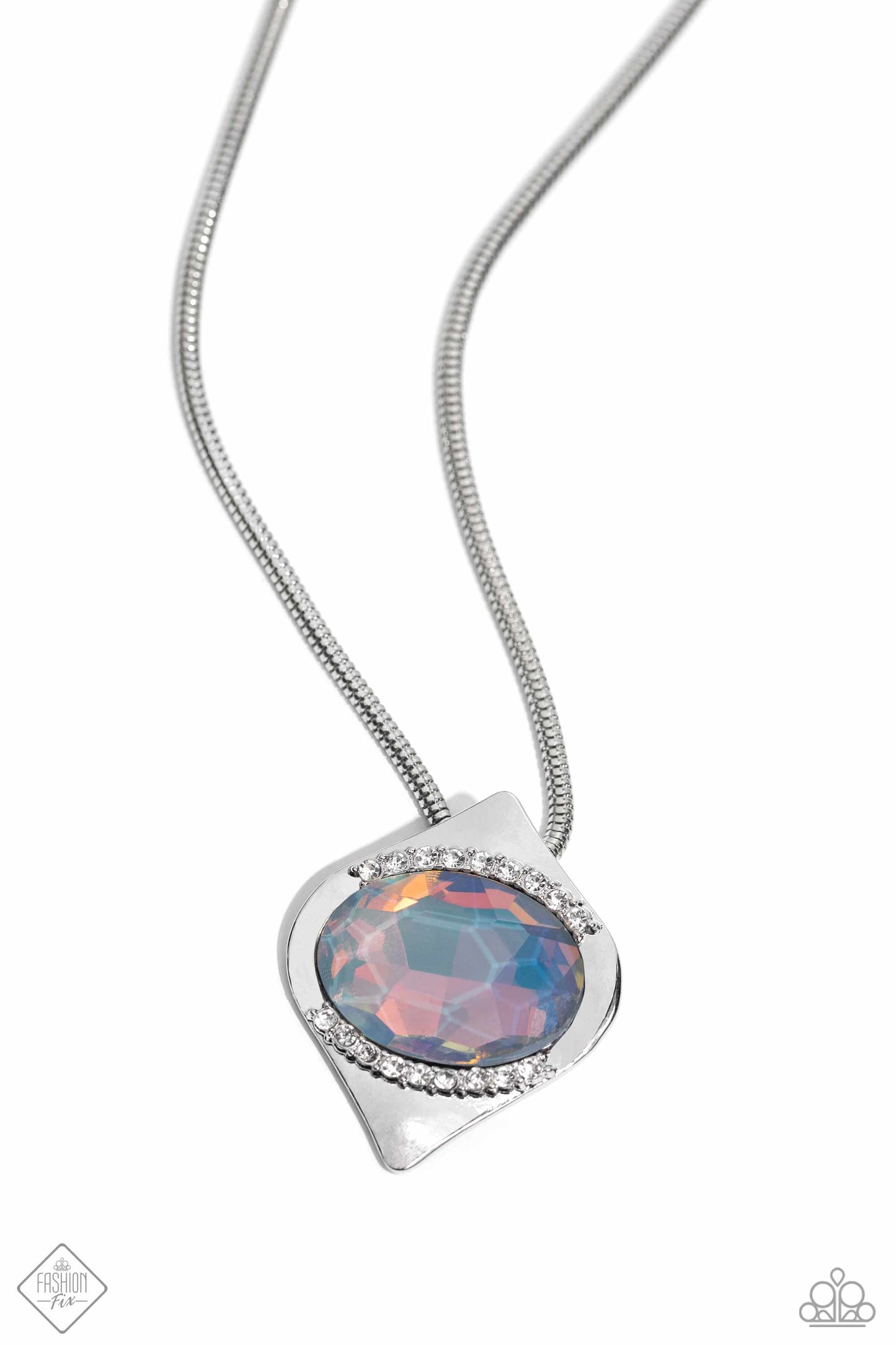 Motivated Maverick - Silver Chain Opalescent Gem Short Necklace - Fashion Fix