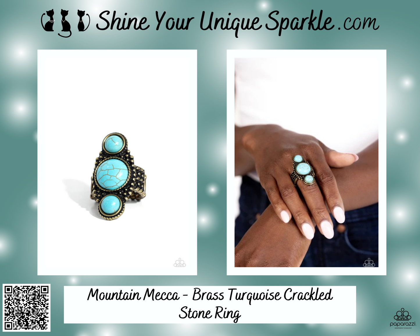 Mountain Mecca - Brass Turquoise Crackled Stone Ring