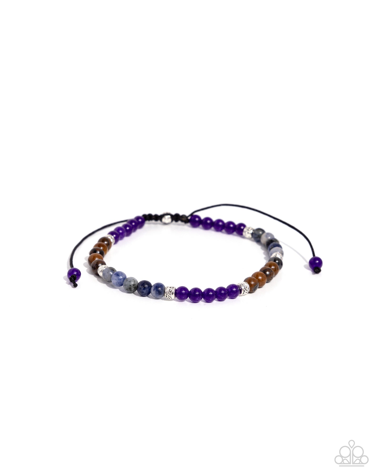 Multicolored Melody - Purple Tiger's Eye Stone Slide Bracelet