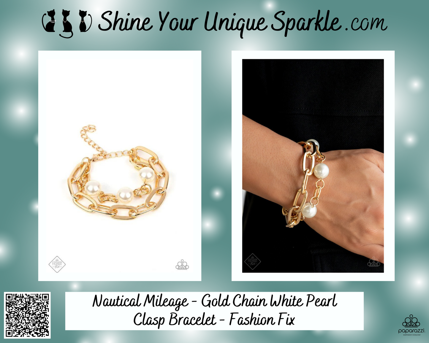 Nautical Mileage - Gold Chain White Pearl Clasp Bracelet - Fashion Fix