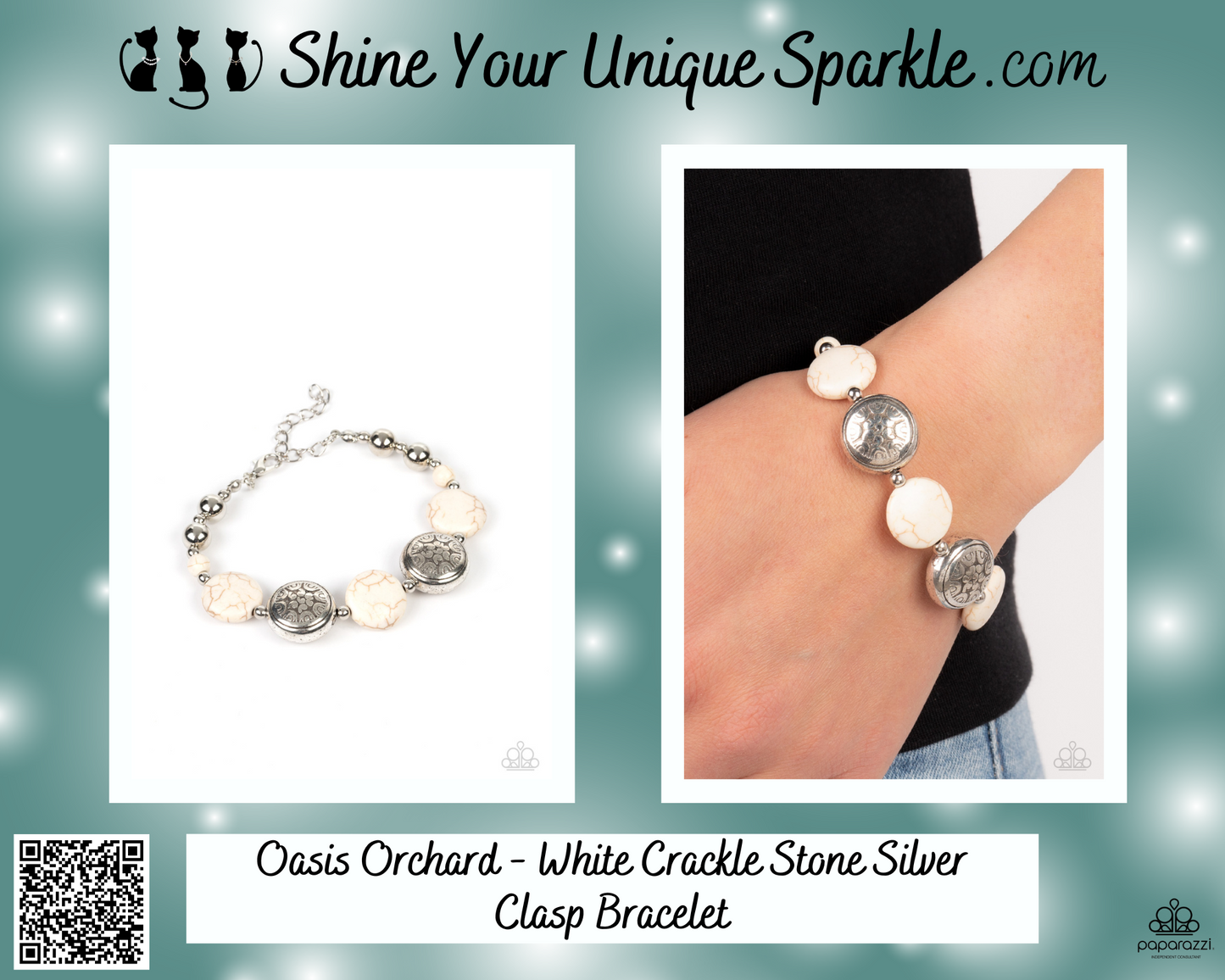 Oasis Orchard - White Crackle Stone Silver Clasp Bracelet