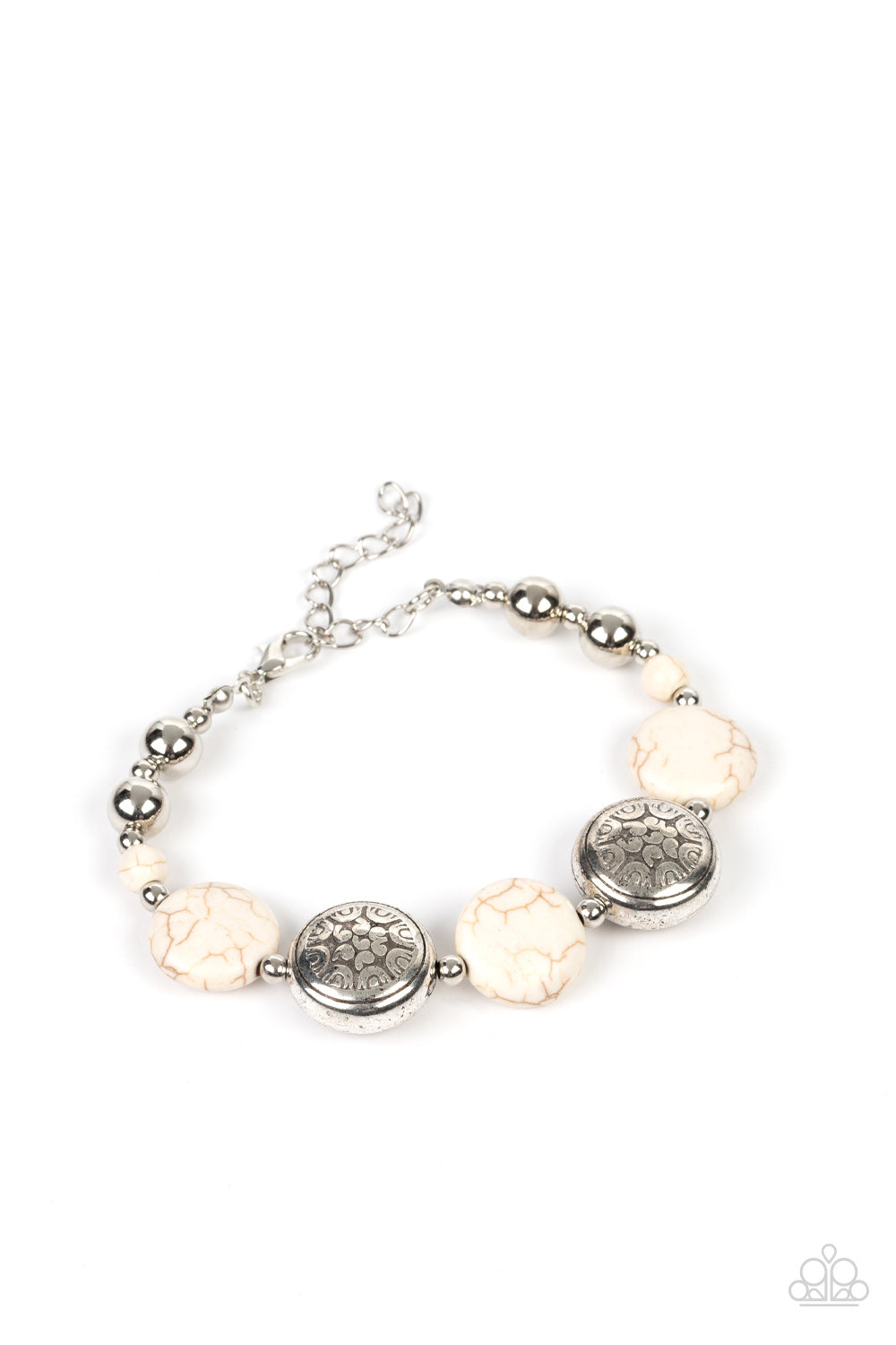 Oasis Orchard - White Crackle Stone Silver Clasp Bracelet