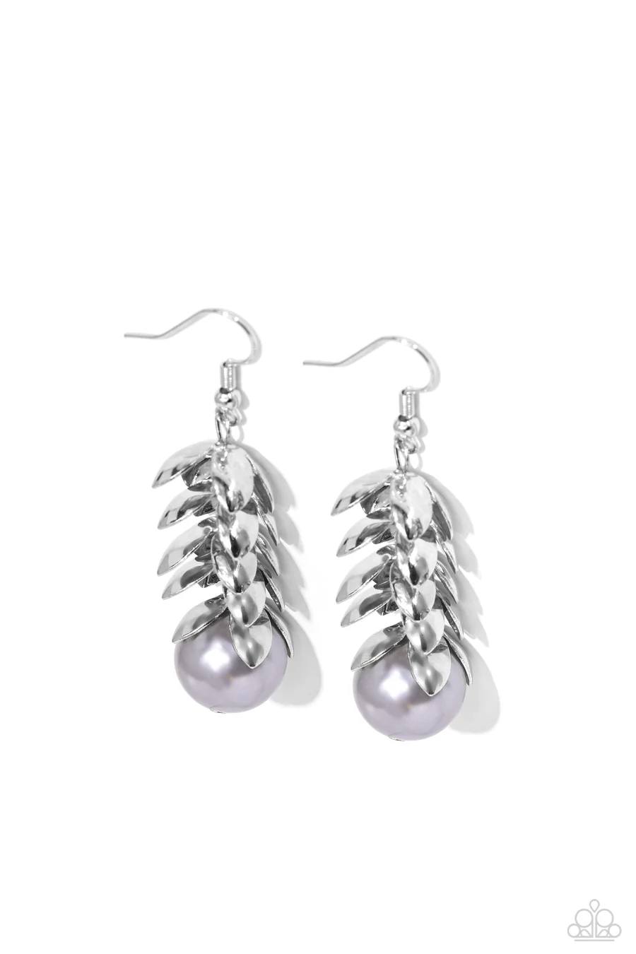 Ocean FROND Property - Silver Pearl Drop Fishhook Earrings