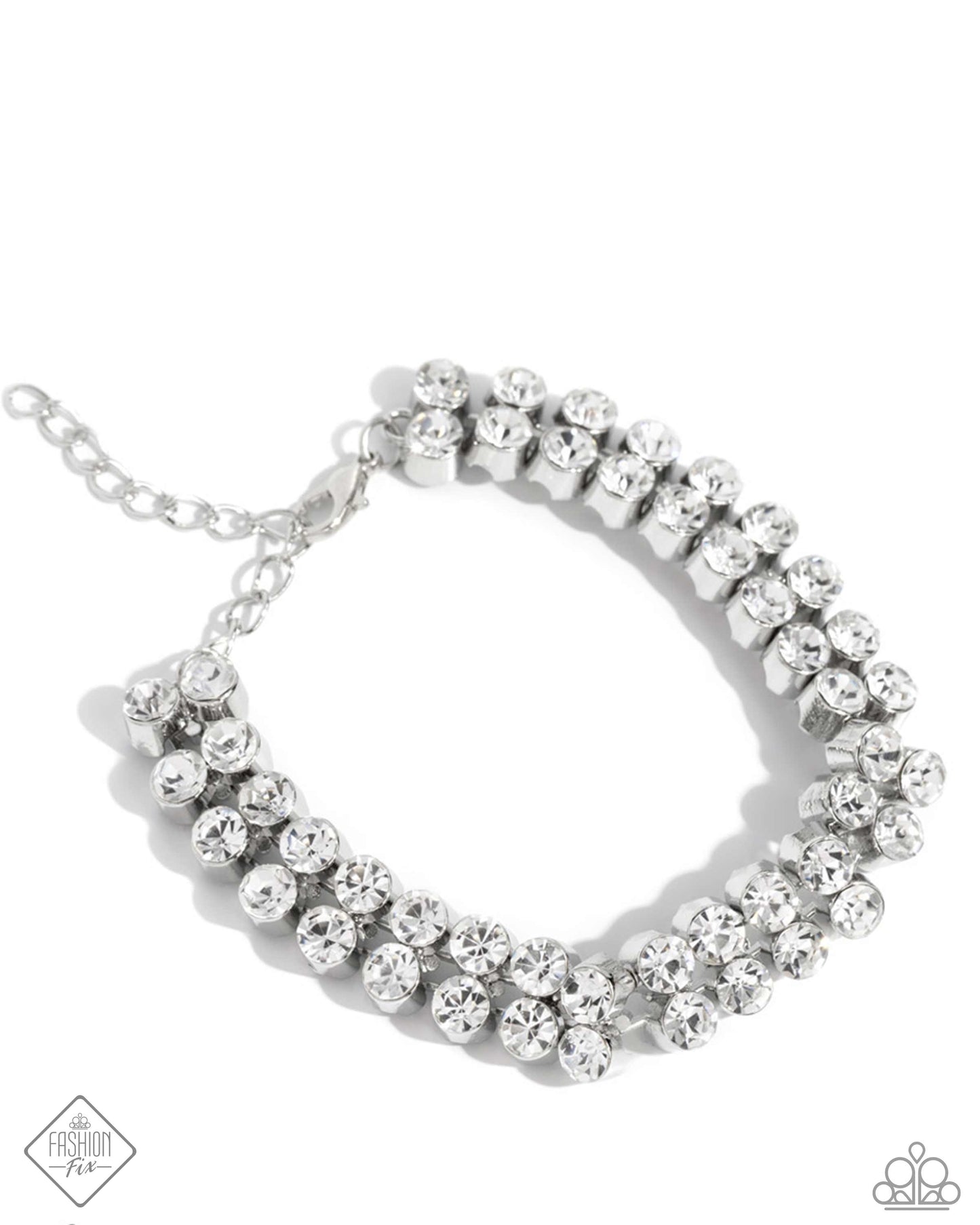 Once Upon A TIARA - White Rhinestone Gem Silver Clasp Bracelet - Fashion Fix