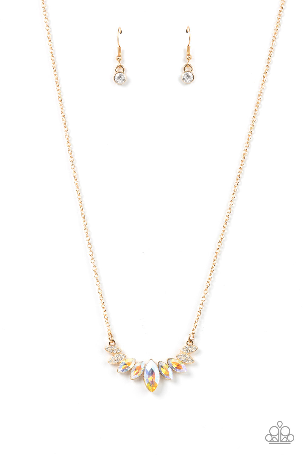 One Empire at a Time - Gold Iridescent Gem Short Necklace