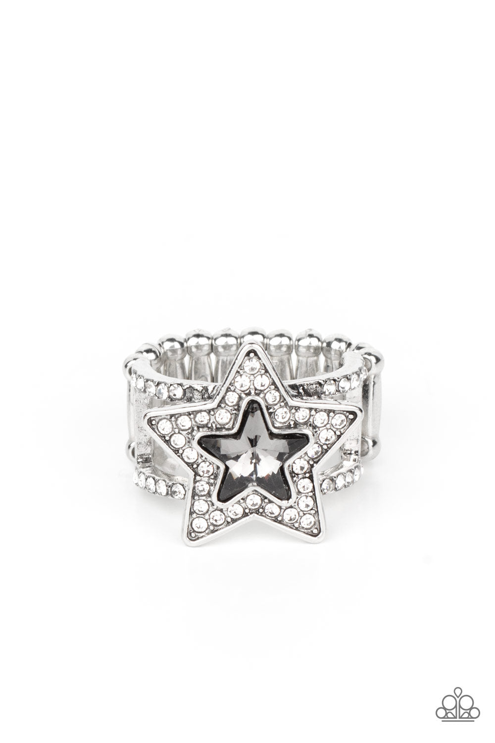 One Nation Under Sparkle - Silver Smoky Star Gem Silver Ring