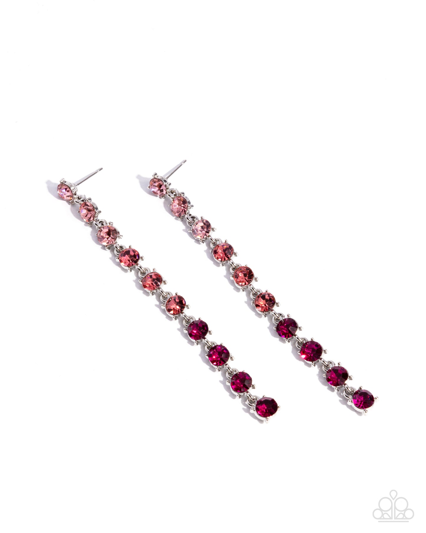 Opulent Ombre - Pink Rhinestone Silver Post Earrings