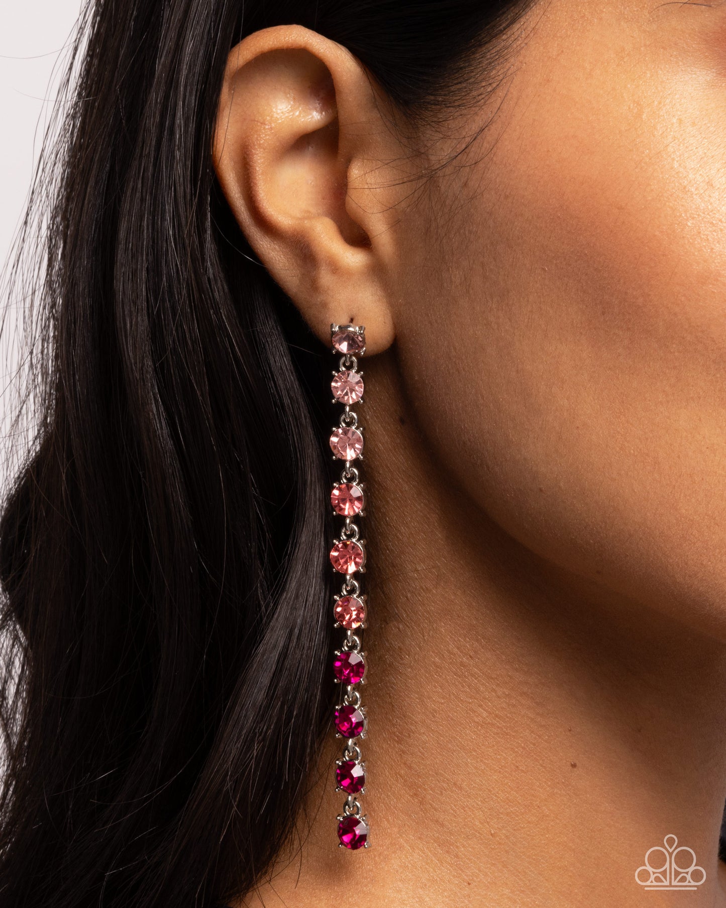 Opulent Ombre - Pink Rhinestone Silver Post Earrings