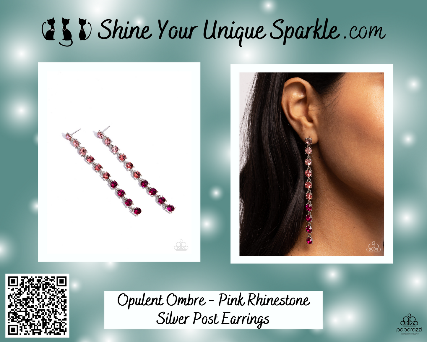 Opulent Ombre - Pink Rhinestone Silver Post Earrings