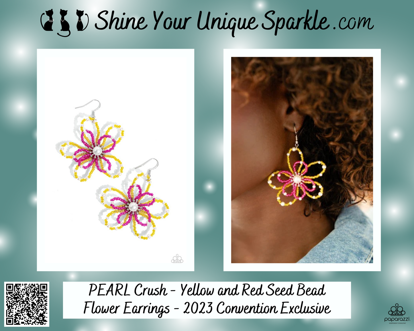 PEARL Crush - Yellow and Red Seed Bead Flower Earrings - 2023 Convention Exclusive