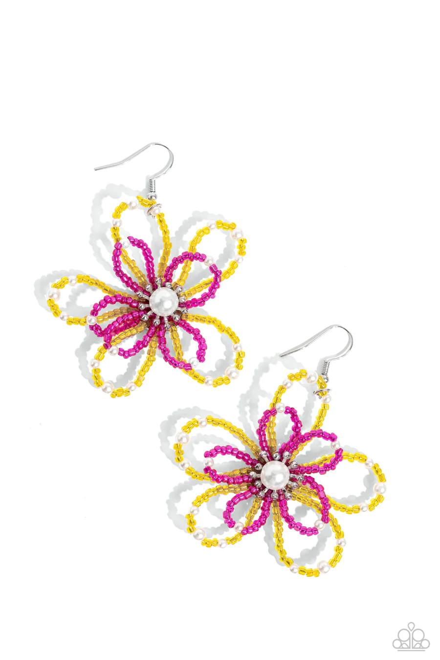 PEARL Crush - Yellow and Red Seed Bead Flower Earrings - 2023 Convention Exclusive