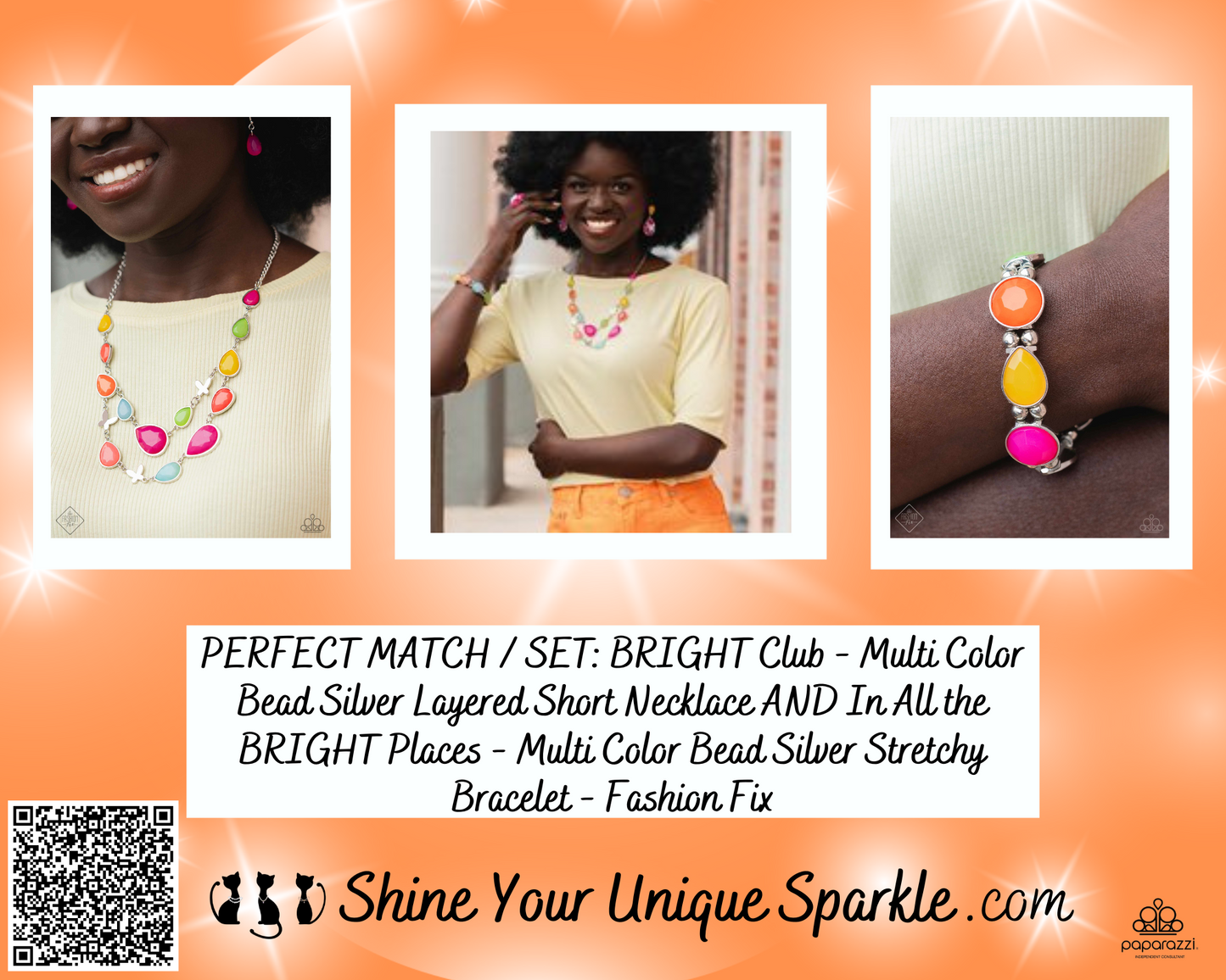 In All the BRIGHT Places - Multi Color Bead Silver Stretchy Bracelet - Fashion Fix