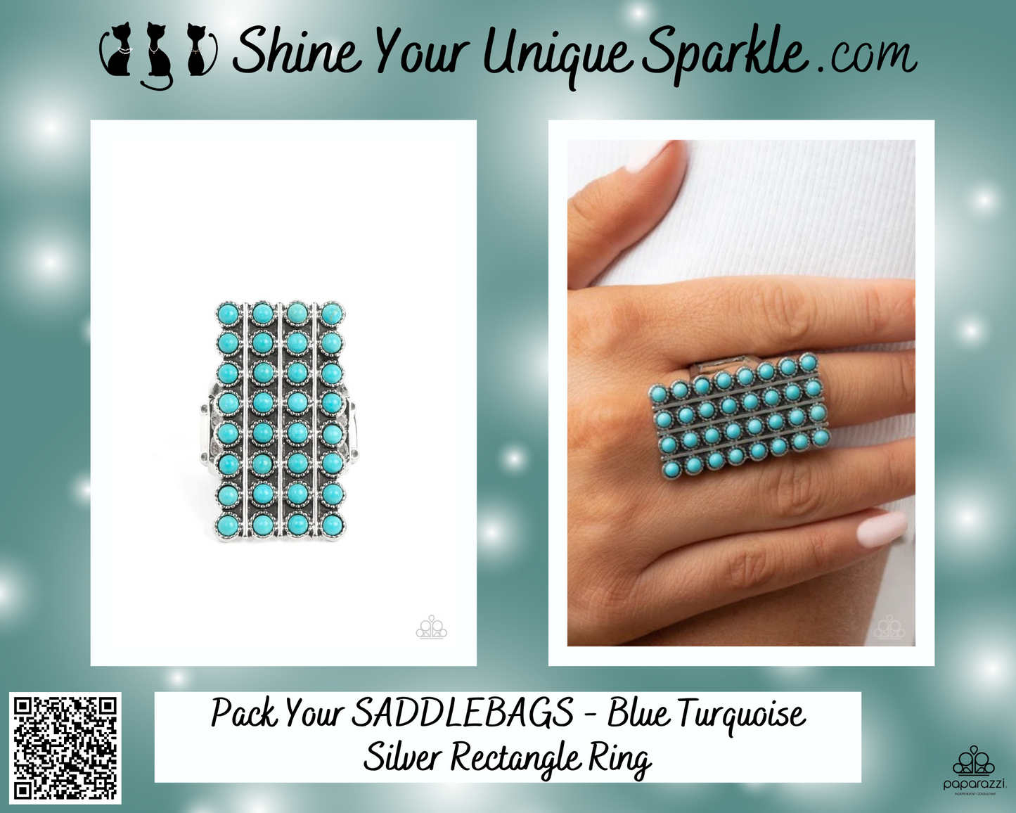 Pack Your SADDLEBAGS - Blue Turquoise Silver Rectangle Ring