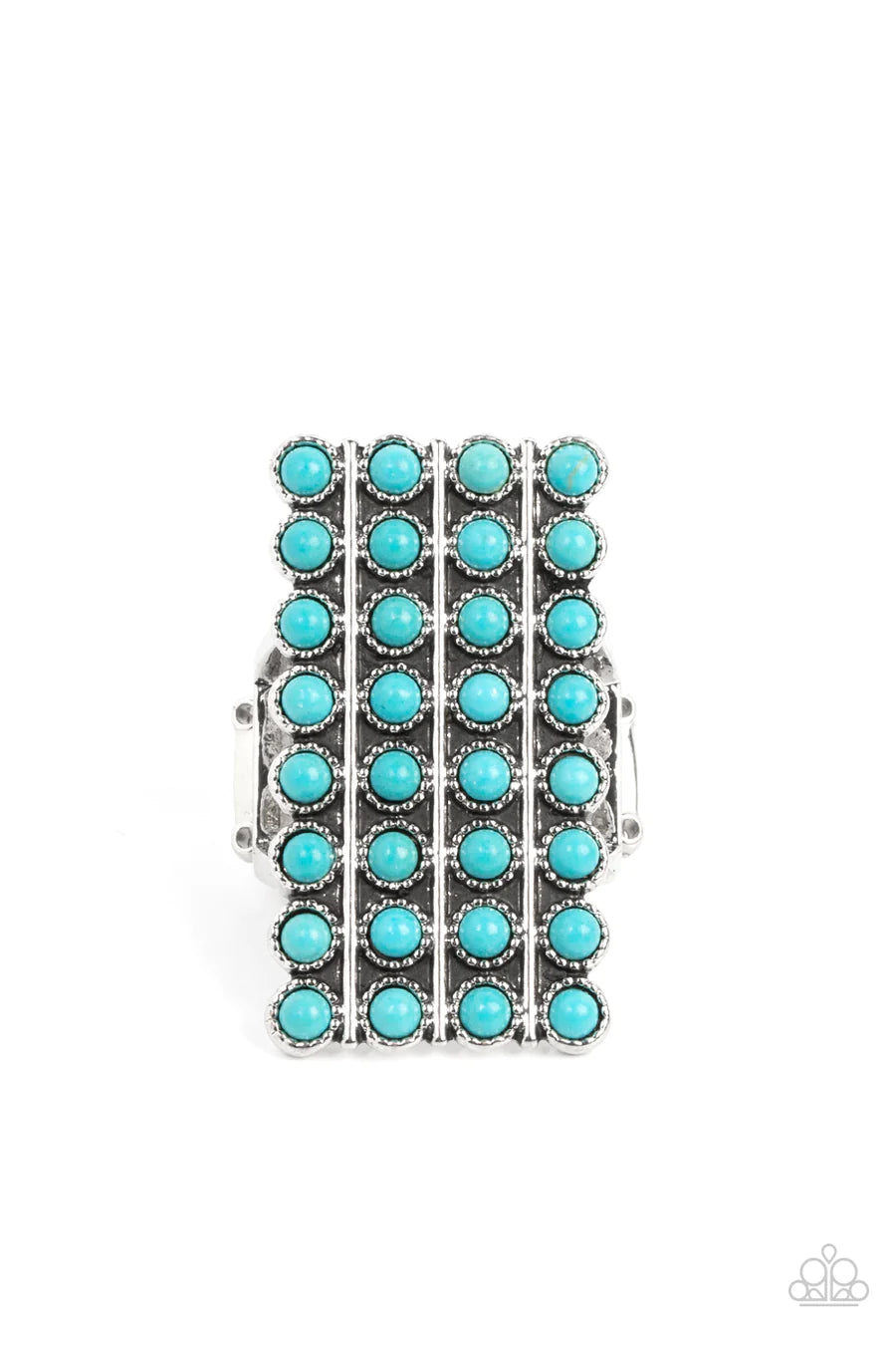 Pack Your SADDLEBAGS - Blue Turquoise Silver Rectangle Ring