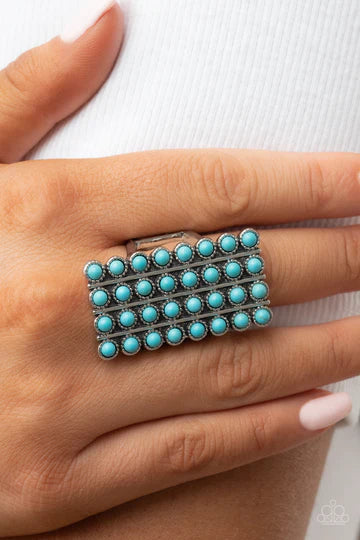 Pack Your SADDLEBAGS - Blue Turquoise Silver Rectangle Ring