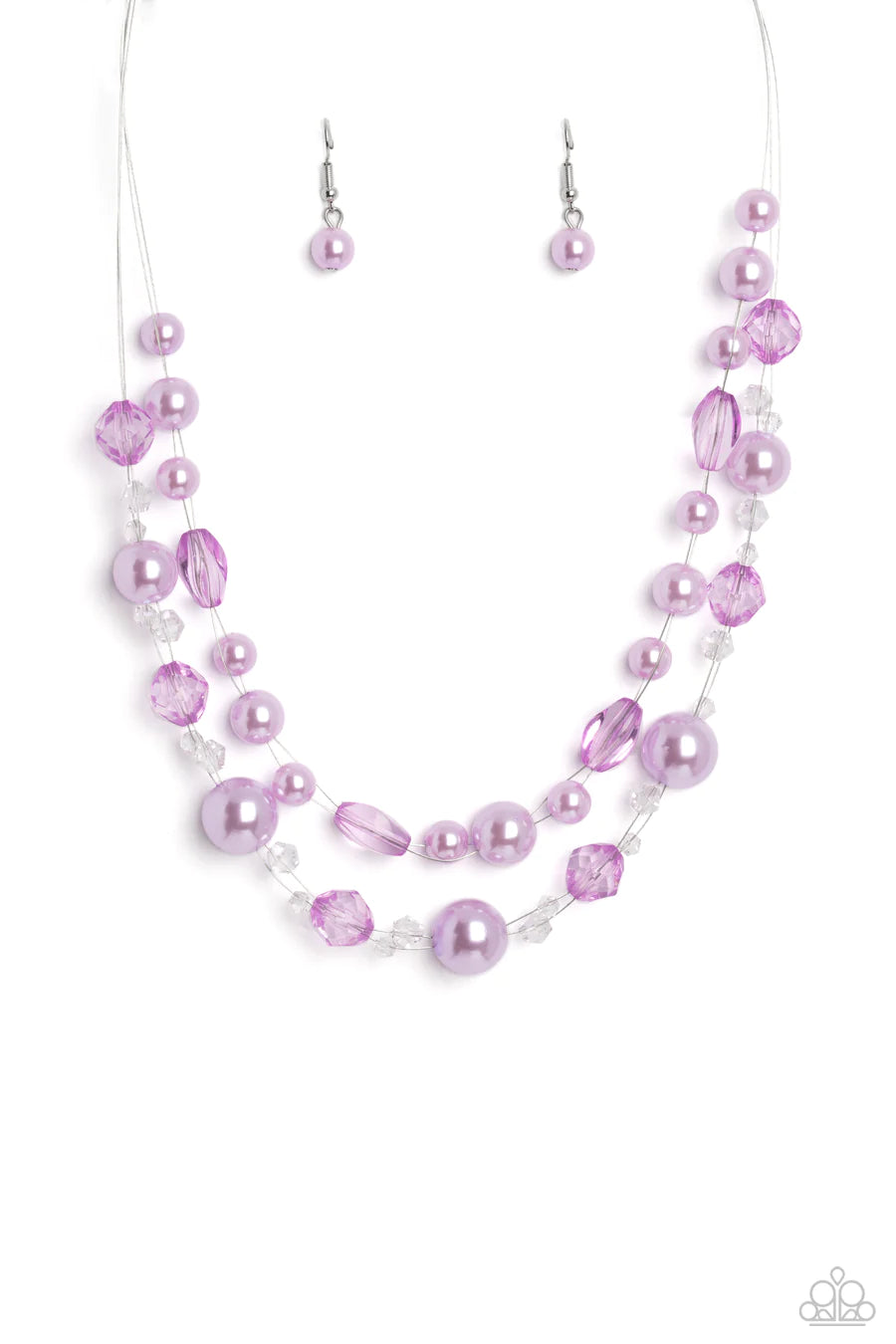 Parisian Pearls - Purple Pearl and Crystal Layered Short Necklace