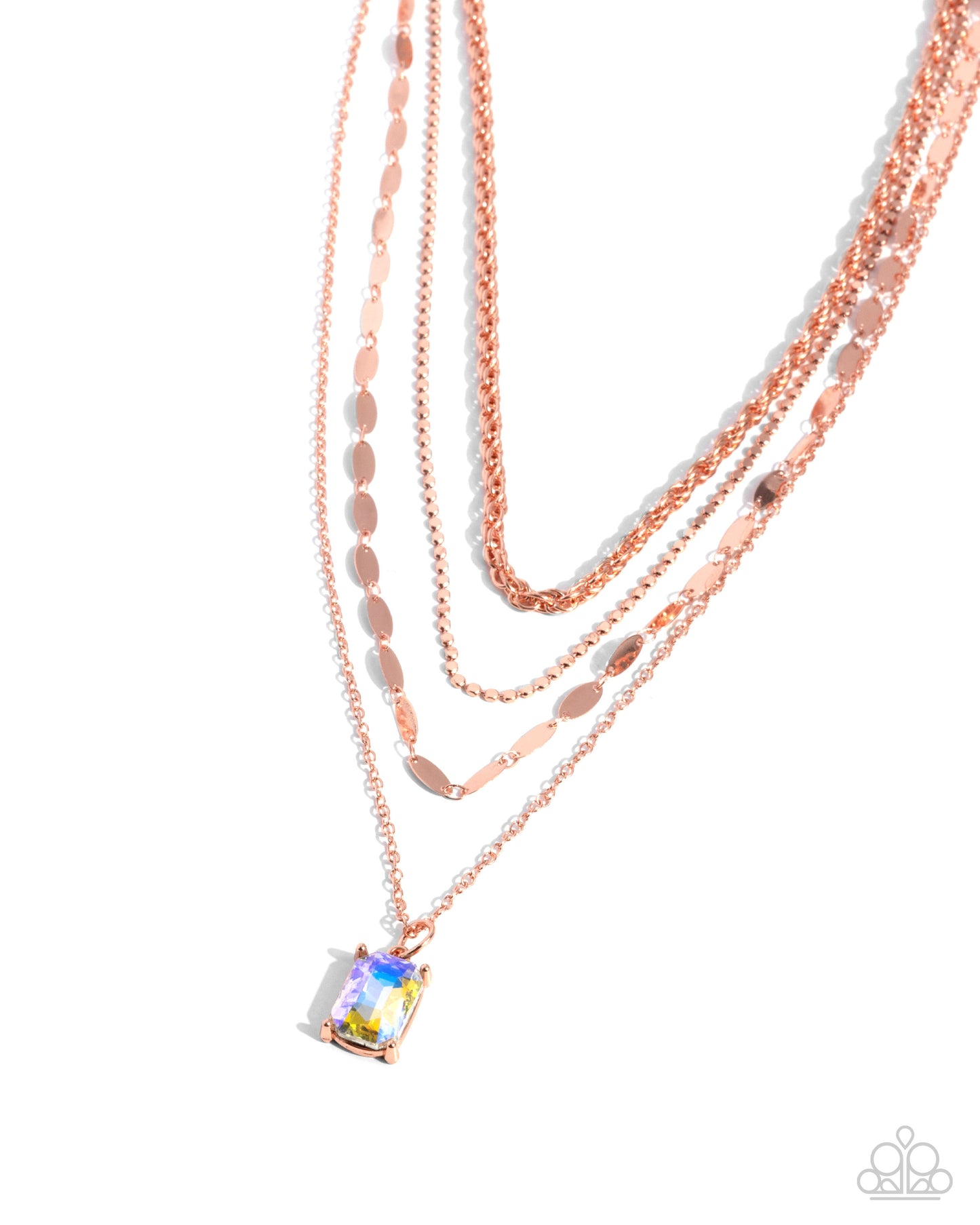 Partnership Promise - Copper Layered Chain Yellow UV Gem Short Necklace