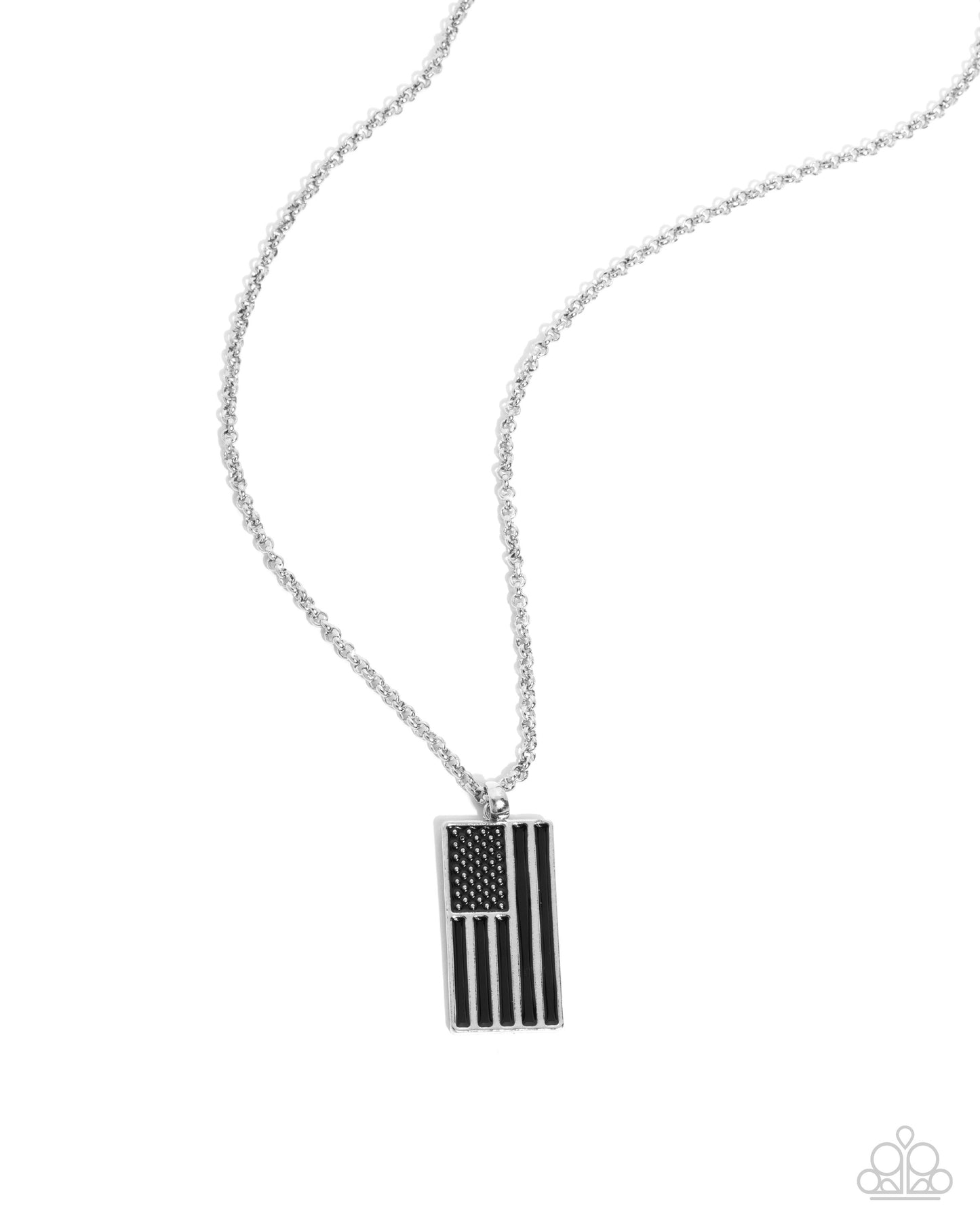 Patriotic Pastime - Black and Silver Flag Urban Necklace