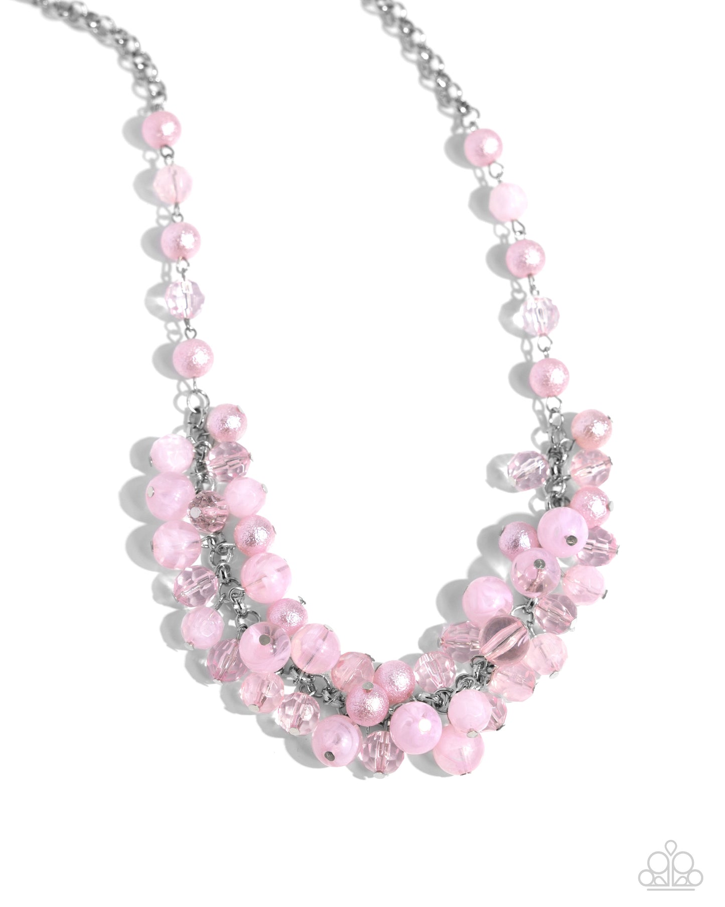 Pearl Pandora - Pink Bead Silver Accent Short Necklace