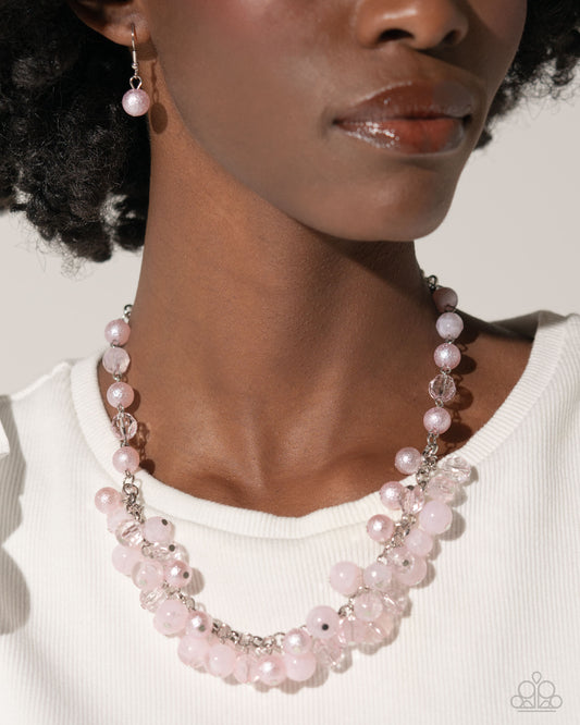 Pearl Pandora - Pink Bead Silver Accent Short Necklace