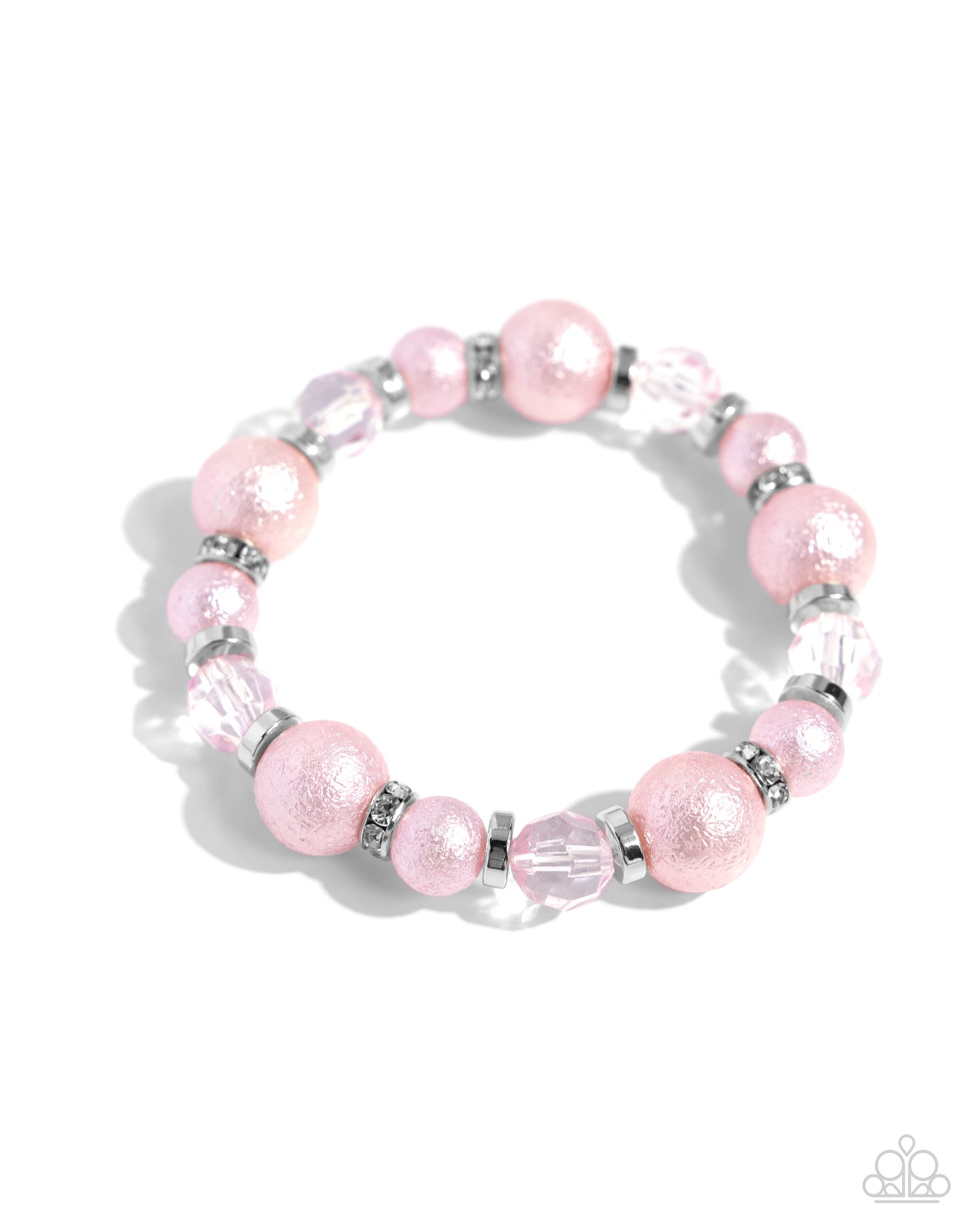 Pearl Protagonist - Pink and Silver Bead Stretchy Bracelet
