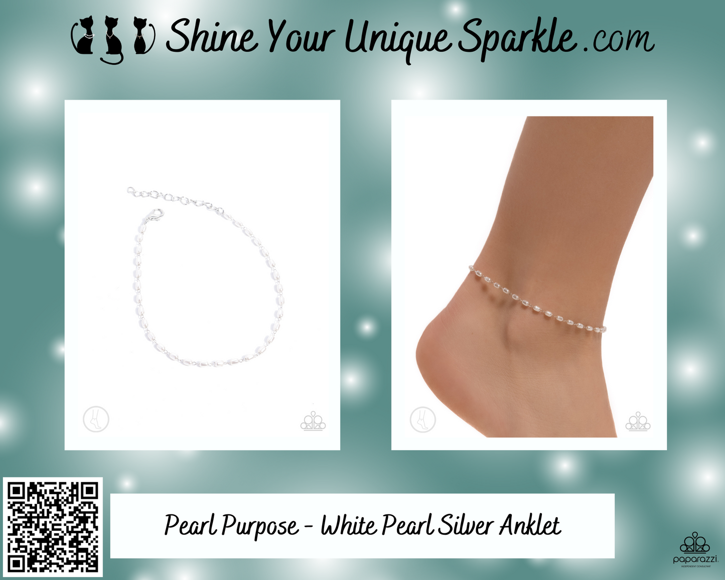 Pearl Purpose - White Pearl Silver Anklet